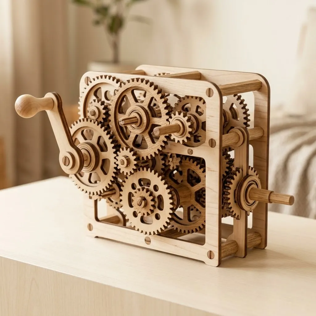 Wooden Mechanical Puzzles Mechanical Gearbox