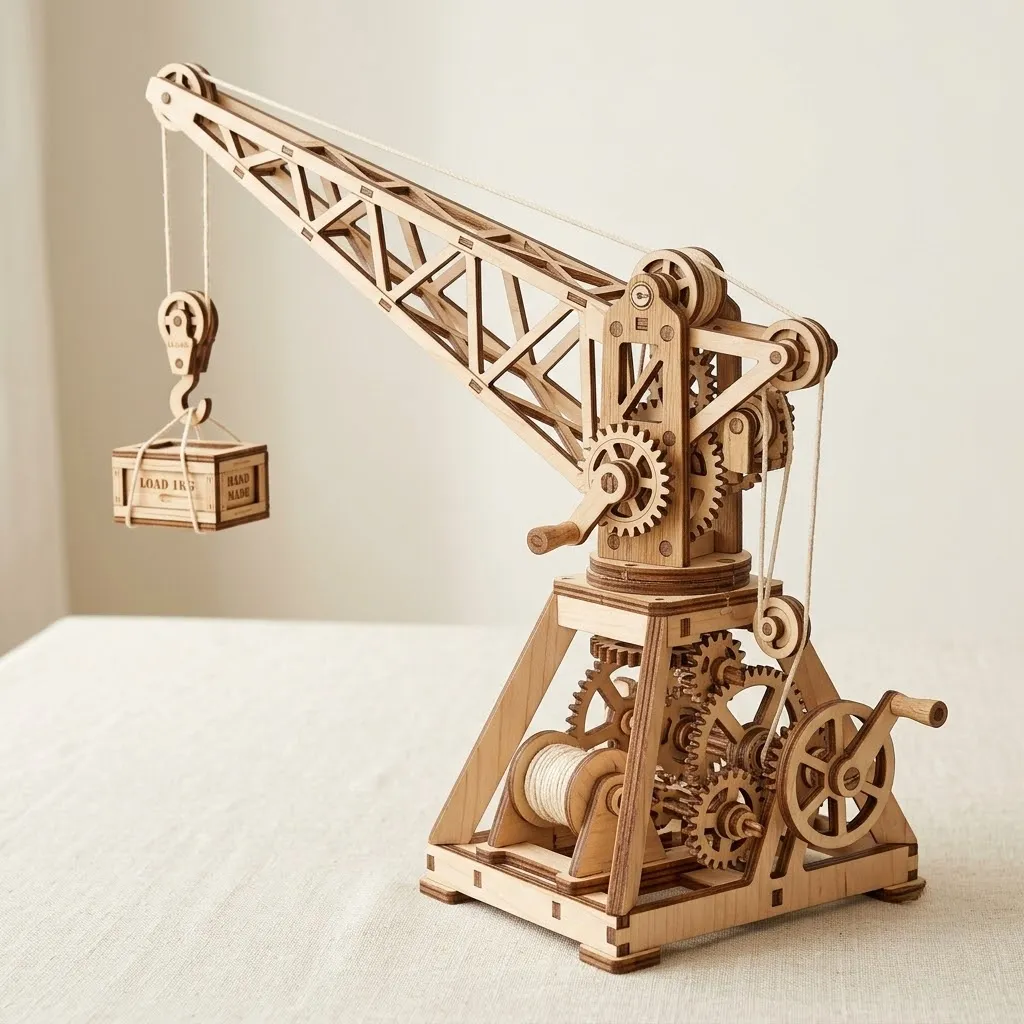 Wooden Mechanical Puzzles Mechanical Crane