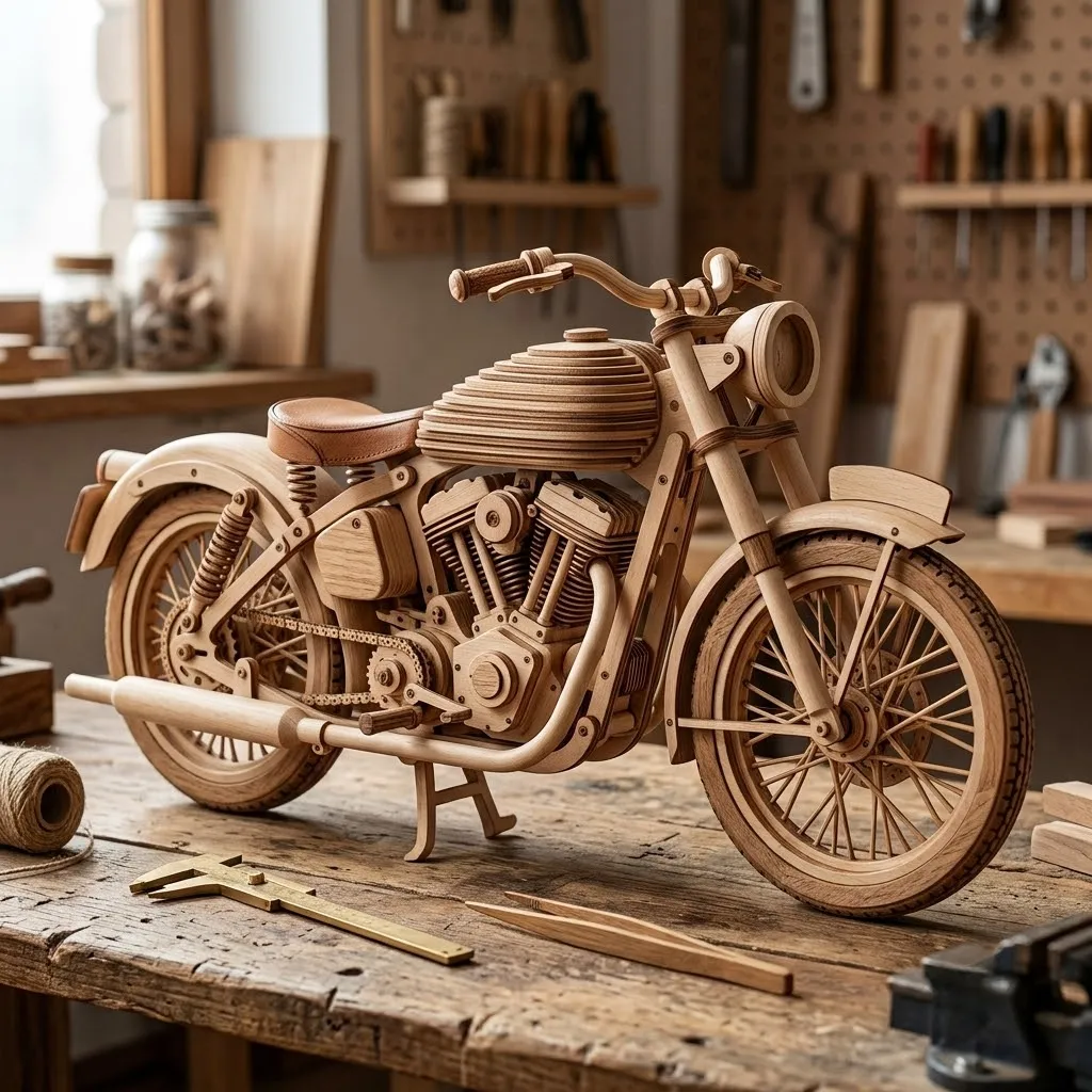 Wooden Mechanical Puzzles Classic Motorcycle
