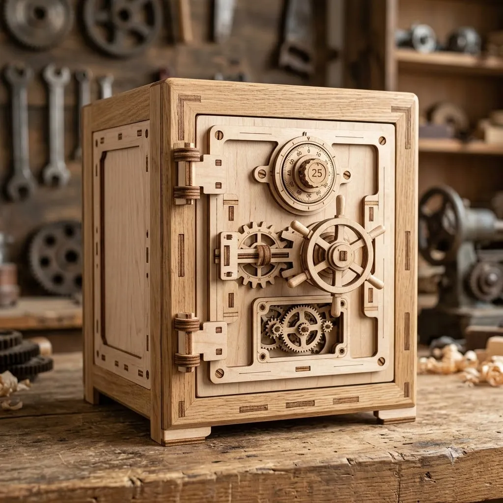 Wooden Mechanical Puzzles Mechanical Safe